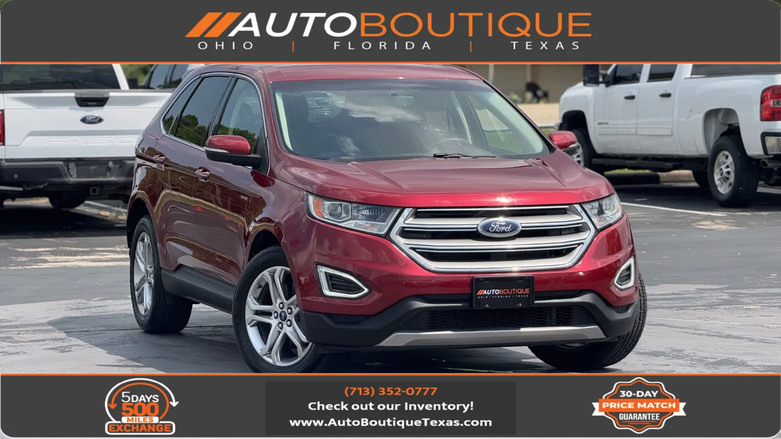 Red 2017 Ford Edge Titanium for sale in Alvin, TX