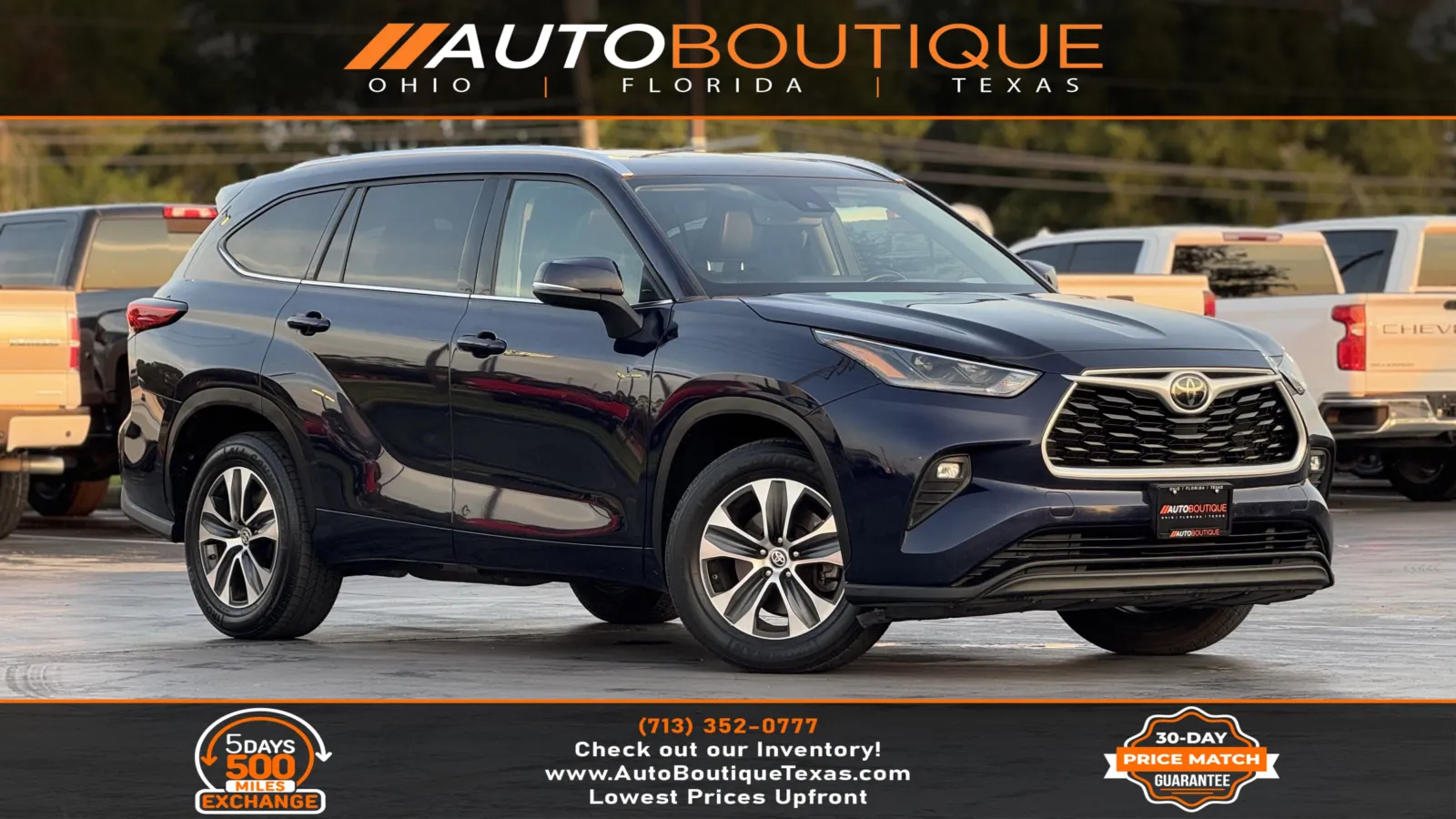 Blue 2021 Toyota Highlander XLE for sale in Alvin, TX