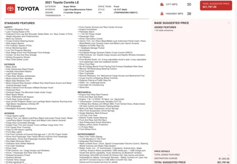 Photos of 2021 Toyota Corolla LE for sale in Alvin, TX at Auto Boutique Texas