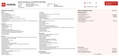 Photos of 2018 Toyota 4Runner TRD Off Road for sale in Alvin, TX at Auto Boutique Texas