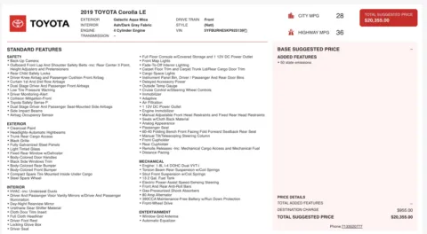 Photos of 2019 Toyota Corolla LE for sale in Alvin, TX at Auto Boutique Texas