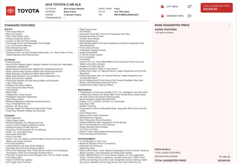 Photos of 2018 Toyota C-HR XLE for sale in Alvin, TX at Auto Boutique Texas