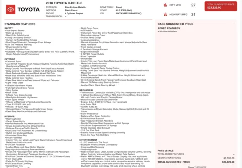 Photos of 2018 Toyota C-HR XLE for sale in Alvin, TX at Auto Boutique Texas