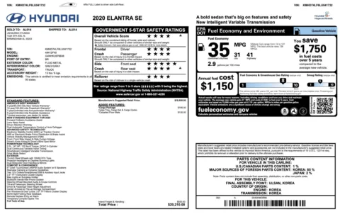 Photos of 2020 Hyundai Elantra SE for sale in Alvin, TX at Auto Boutique Texas