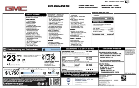 Photos of 2020 GMC Acadia SLE for sale in Alvin, TX at Auto Boutique Texas
