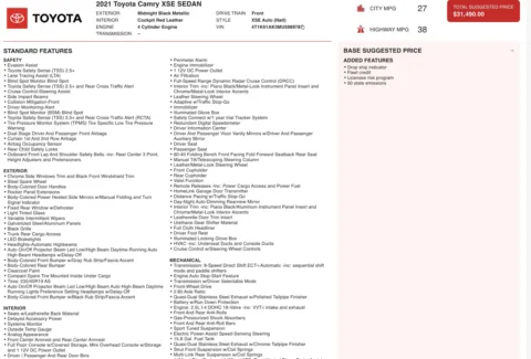 Photos of 2021 Toyota Camry XSE for sale in Alvin, TX at Auto Boutique Texas