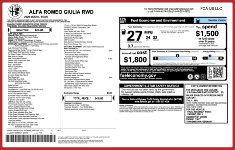 Photos of 2020 Alfa Romeo Giulia for sale in Alvin, TX at Auto Boutique Texas