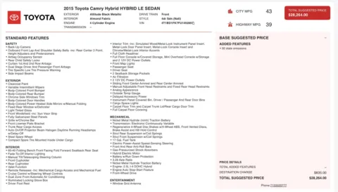 More photos of 2015 Toyota Camry Hybrid LE at Auto Boutique Texas, TX