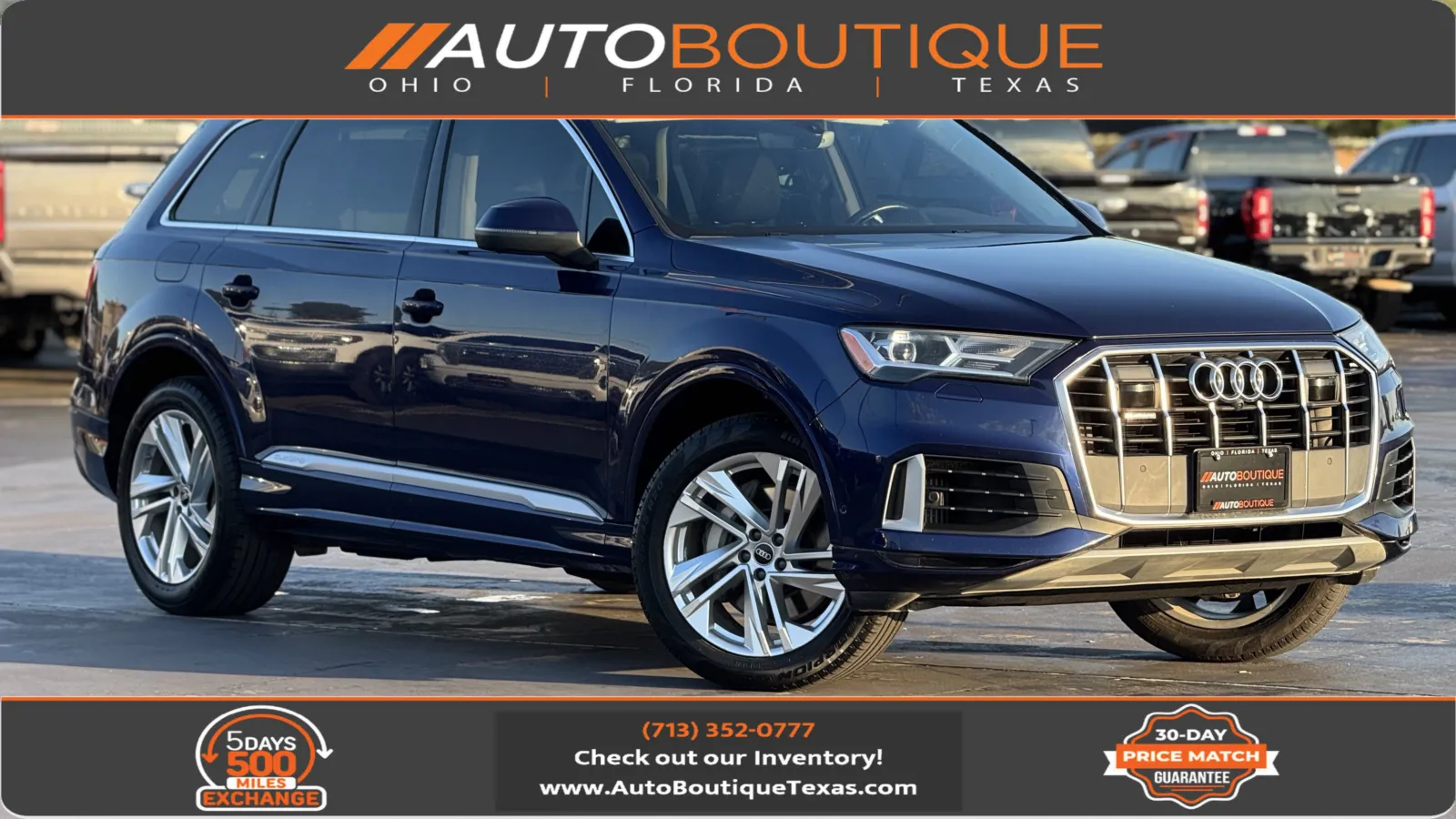 Blue 2022 Audi Q7 Premium Plus for sale in Alvin, TX