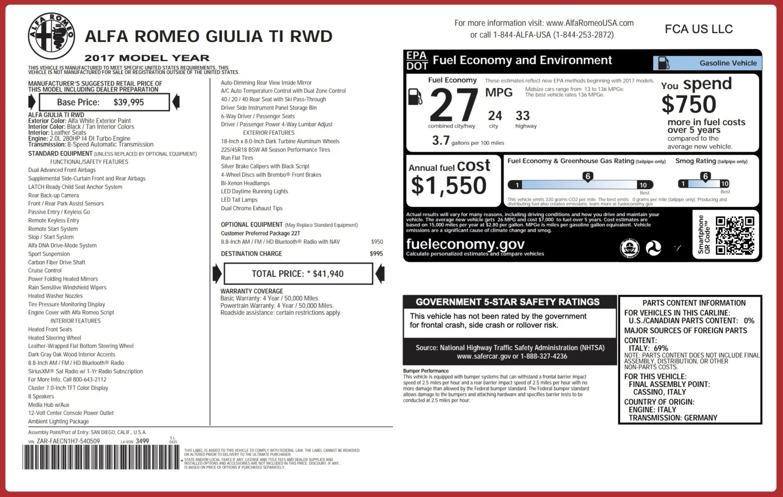 2017 Alfa Romeo Giulia Ti