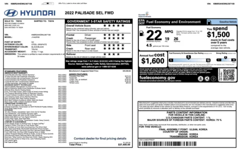 Photos of 2022 Hyundai Palisade SEL for sale in Alvin, TX at Auto Boutique Texas