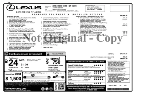 Photos of 2018 Lexus ES 350 for sale in Alvin, TX at Auto Boutique Texas