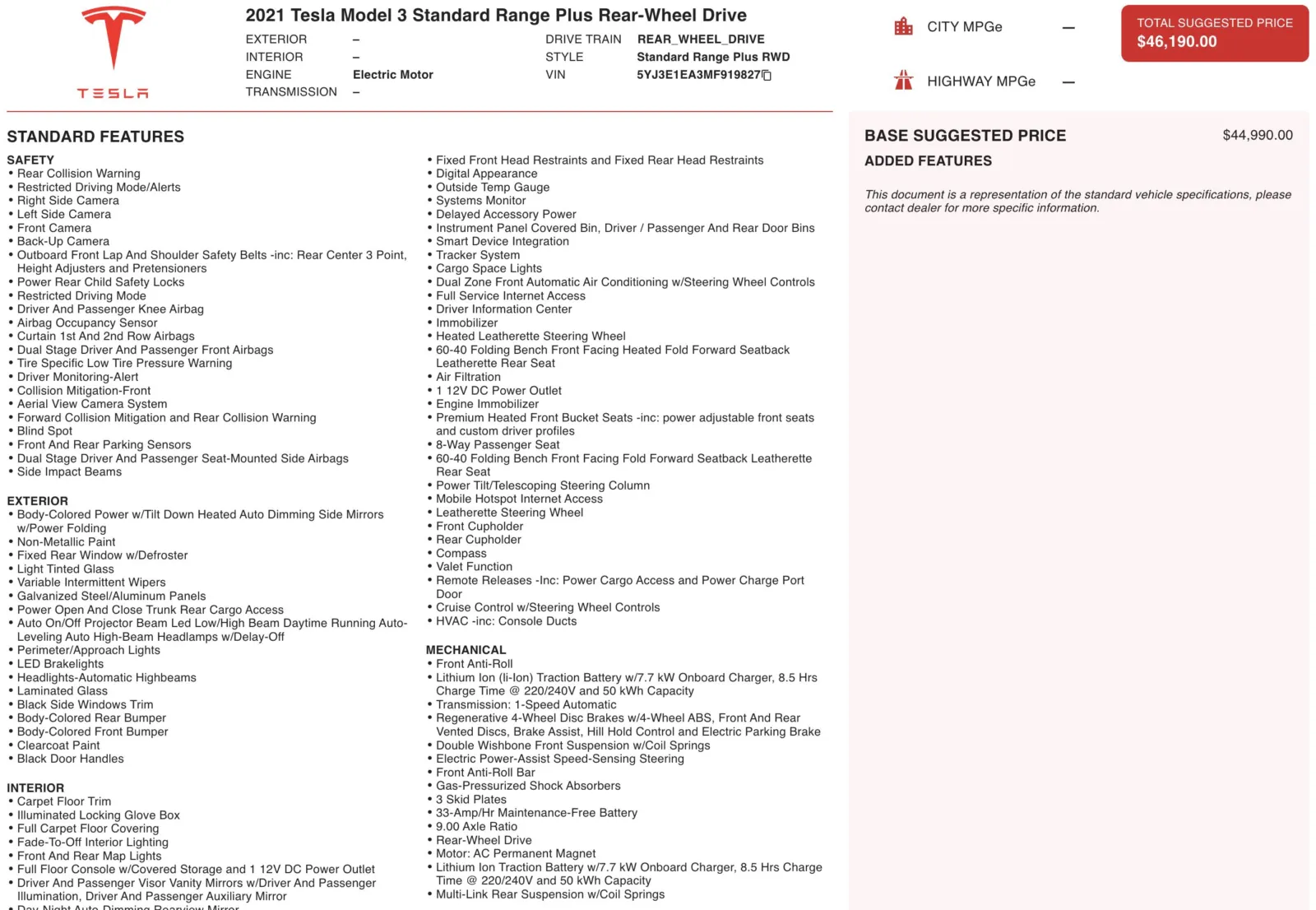 2021 Tesla Model 3 Base's photo