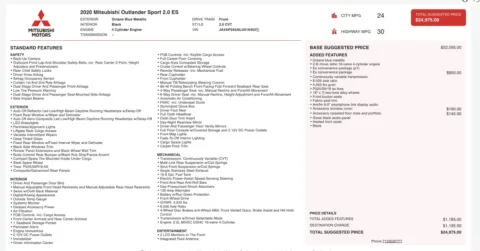 Photos of 2020 Mitsubishi Outlander Sport SP 2.0 for sale in Alvin, TX at Auto Boutique Texas