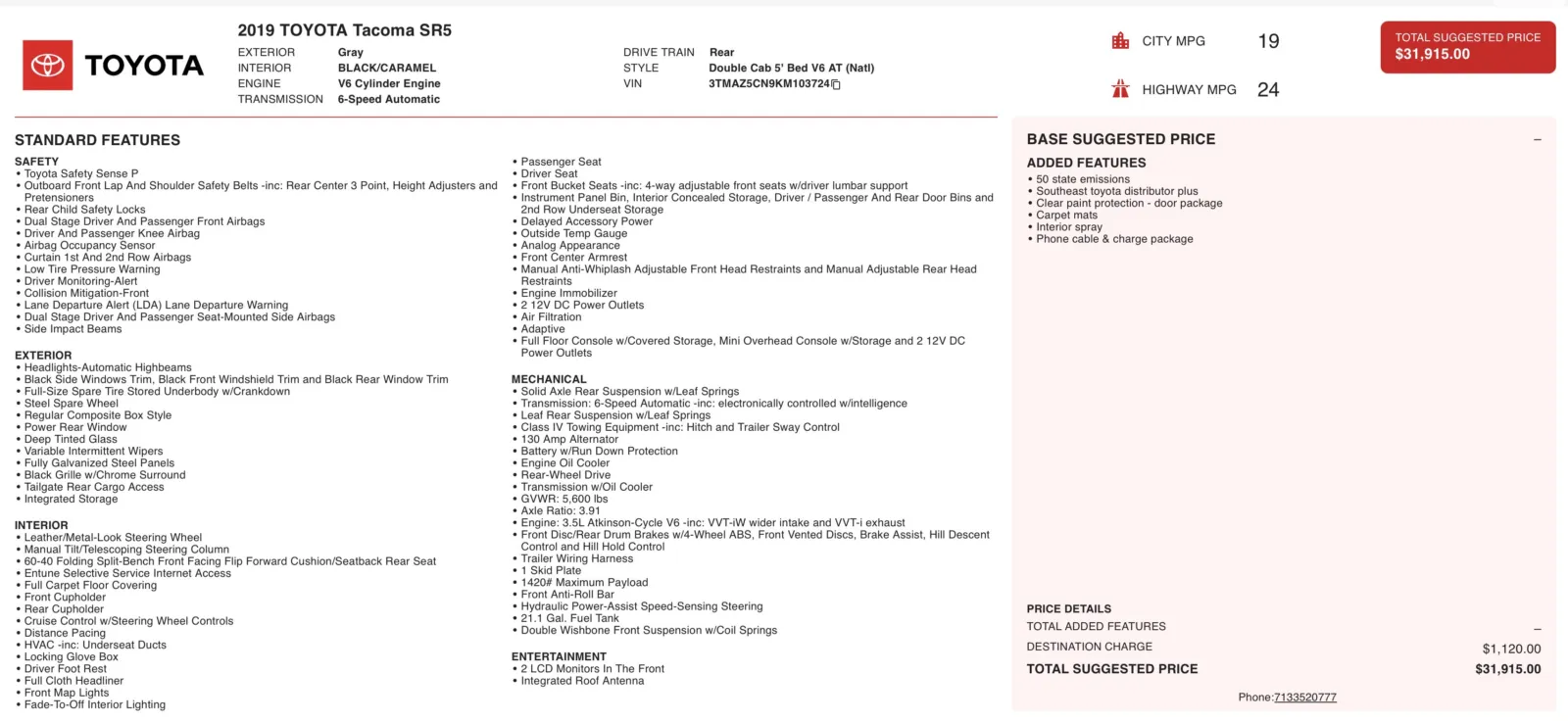 2019 Toyota Tacoma SR5 for sale in Alvin, TX