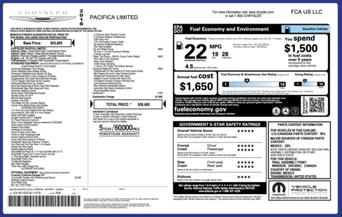 Photos of 2018 Chrysler Pacifica Limited for sale in Alvin, TX at Auto Boutique Texas