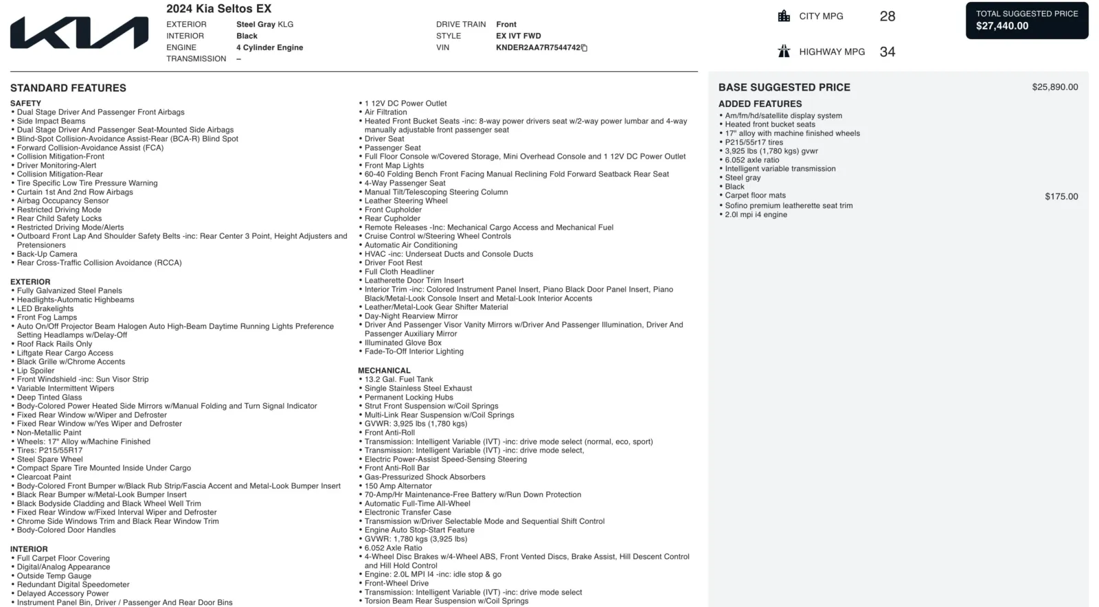 2024 Kia Seltos EX for sale in Alvin, TX