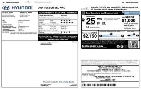 Photos of 2024 Hyundai Tucson SEL for sale in Alvin, TX at Auto Boutique Texas