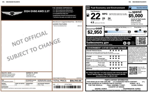 Photos of 2024 GENESIS GV80 BASE/ 2.5T for sale in Alvin, TX at Auto Boutique Texas