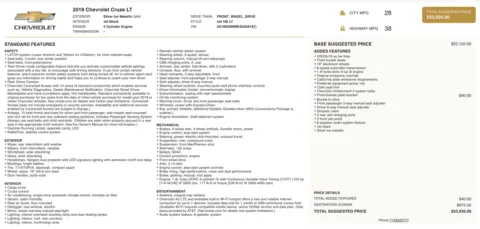 Photos of 2019 Chevrolet Cruze LT for sale in Alvin, TX at Auto Boutique Texas