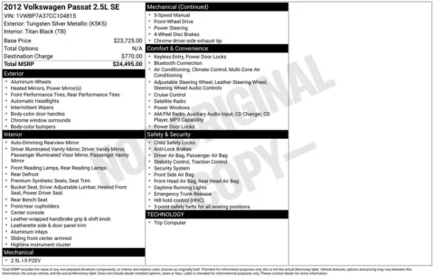 More photos of 2012 Volkswagen Passat 2.5 SE at Don Wood Ford Lincoln, OH