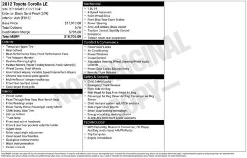 Photos of 2012 Toyota Corolla LE for sale in Athens, OH at Don Wood Ford Lincoln
