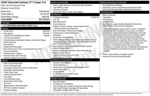 Photos of 2020 Chevrolet Camaro LT1 for sale in Athens, OH at Don Wood Ford Lincoln