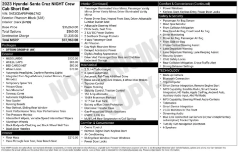 Photos of 2023 Hyundai Santa Cruz NIGHT for sale in Athens, OH at Don Wood Ford Lincoln