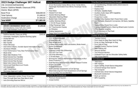Photos of 2023 Dodge Challenger SRT Hellcat Jailbreak for sale in Athens, OH at Don Wood Ford Lincoln