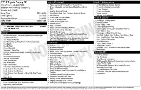 Another view of 2018 Toyota Camry SE for sale in Athens, OH at Don Wood Toyota