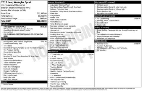 Another view of 2013 Jeep Wrangler Sport for sale in Athens, OH at Don Wood Toyota