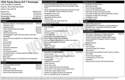 Another view of 2026 Toyota Sienna XLE for sale in Athens, OH at Don Wood Toyota