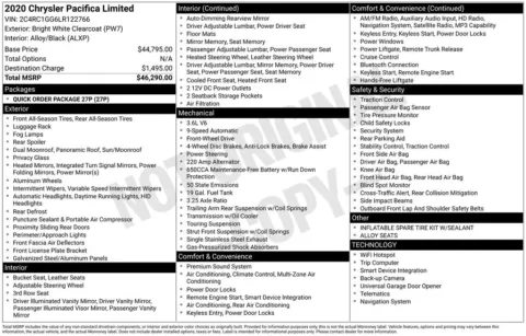 Another view of 2020 Chrysler Pacifica Limited for sale in Athens, OH at Don Wood Toyota
