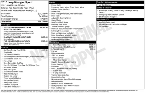 Photos of 2010 Jeep Wrangler Sport for sale in Athens, OH at Don Wood Toyota