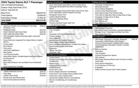 Another view of 2026 Toyota Sienna XLE for sale in Athens, OH at Don Wood Toyota