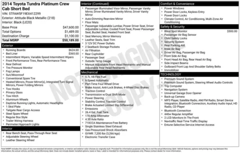 Photos of 2014 Toyota Tundra Platinum for sale in Athens, OH at Don Wood Toyota