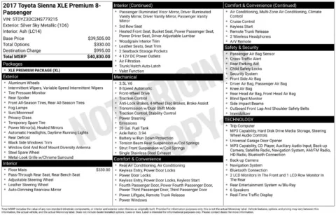 Photos of 2017 Toyota Sienna XLE Premium for sale in Athens, OH at Don Wood Toyota