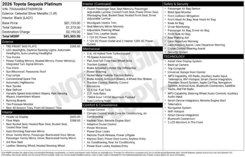 Another view of 2026 Toyota Sequoia Platinum for sale in Athens, OH at Don Wood Toyota