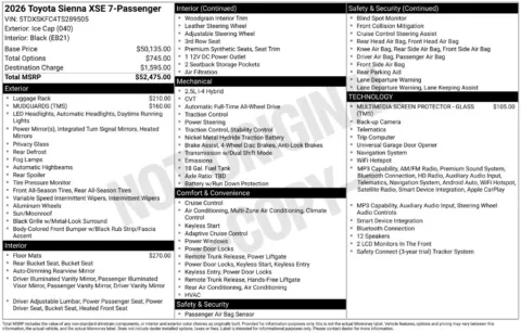 Another view of 2026 Toyota Sienna XSE for sale in Athens, OH at Don Wood Toyota