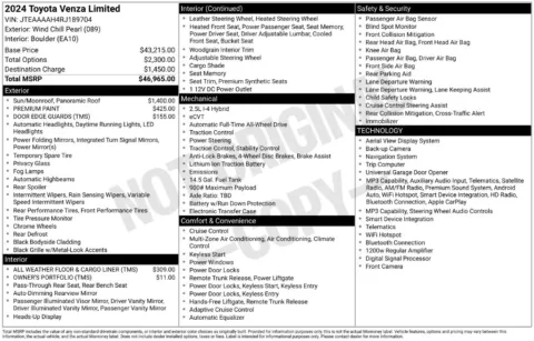 Another view of 2024 Toyota Venza Limited for sale in Athens, OH at Don Wood Toyota
