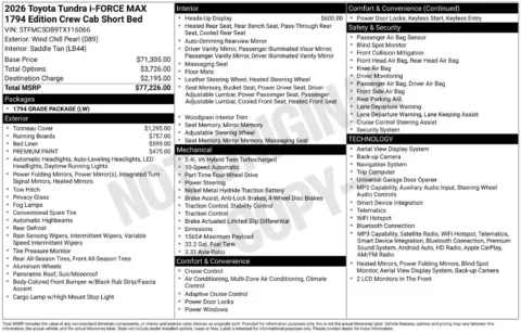 Photos of 2026 Toyota Tundra Hybrid 1794 Edition for sale in Athens, OH at Don Wood Toyota