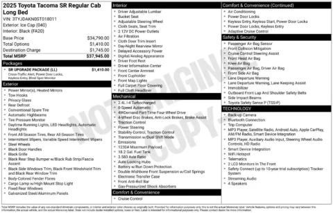Another view of 2025 Toyota Tacoma SR for sale in Athens, OH at Don Wood Toyota