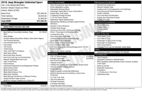 Another view of 2018 Jeep Wrangler Unlimited Sport for sale in Athens, OH at Don Wood Toyota