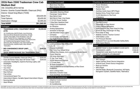 Another view of 2026 Ram 2500 Tradesman for sale in Rockbridge, OH at Don Wood Chrysler Dodge Jeep Ram