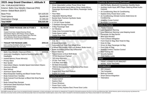 Another view of 2025 Jeep Grand Cherokee L Altitude X for sale in Rockbridge, OH at Don Wood Chrysler Dodge Jeep Ram