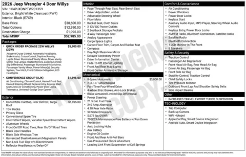 Another view of 2026 Jeep Wrangler Willys for sale in Rockbridge, OH at Don Wood Chrysler Dodge Jeep Ram