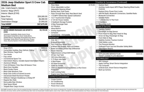 Another view of 2026 Jeep Gladiator Sport S for sale in Rockbridge, OH at Don Wood Chrysler Dodge Jeep Ram