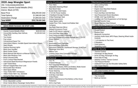 Another view of 2020 Jeep Wrangler Sport for sale in Rockbridge, OH at Don Wood Chrysler Dodge Jeep Ram