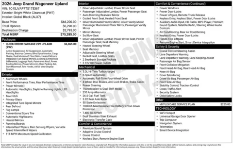 Another view of 2026 Jeep Grand Wagoneer Upland for sale in Rockbridge, OH at Don Wood Chrysler Dodge Jeep Ram