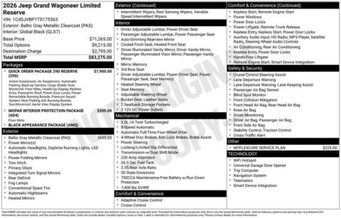 Another view of 2026 Jeep Grand Wagoneer Limited Reserve for sale in Rockbridge, OH at Don Wood Chrysler Dodge Jeep Ram